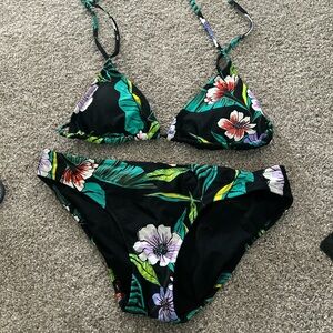 Floral Black Bikini Set